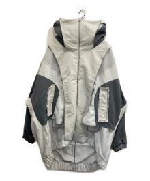 BALMUNG（バルムング）の古着「Layered high neck big hoodie/レイヤード　ハイネック　ビッグフーディー」｜グレー