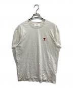AMI Alexandre Mattiussiアミアレクサンドルマテュッシ）の古着「AMI SMALL HEART LOGO HALF T-SHIRTS」｜ホワイト
