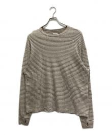 Name.（ネーム）の古着「INSIDEOUT BORDER LONG SLEEVE TEE/インサイドアウトボーダーカットソー」｜ベージュ×グレー