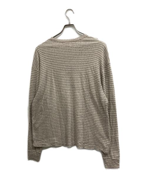 Name.（ネーム）Name. (ネーム) INSIDEOUT BORDER LONG SLEEVE TEE/インサイドアウトボーダーカットソー ベージュ×グレー サイズ:2の古着・服飾アイテム