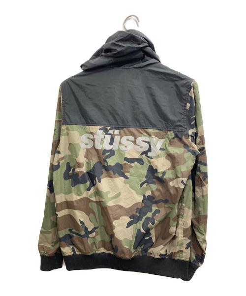 stussy（ステューシー）stussy (ステューシー) カモ柄ナイロンジャケット ブラック×グリーン サイズ:Mの古着・服飾アイテム