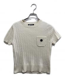 MARY QUANT（マリークヮント）の古着「デイジーワンポイントショートスリーブニット」｜ホワイト