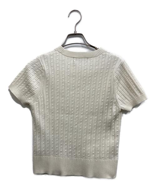 MARY QUANT（マリークヮント）MARY QUANT (マリークヮント) デイジーワンポイントショートスリーブニット ホワイト サイズ:Ｍの古着・服飾アイテム