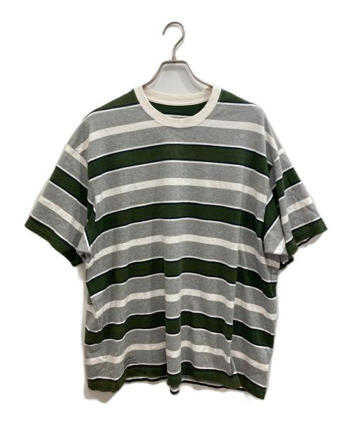 FreshService（フレッシュサービス）FreshService (フレッシュサービス) MULTI BORDER S/S TEE グレー×グリーン サイズ:FREEの古着・服飾アイテム