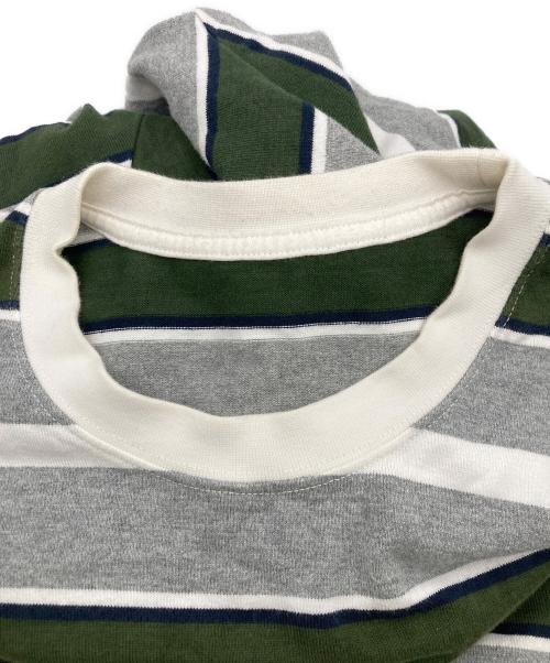 FreshService（フレッシュサービス）FreshService (フレッシュサービス) MULTI BORDER S/S TEE グレー×グリーン サイズ:FREEの古着・服飾アイテム
