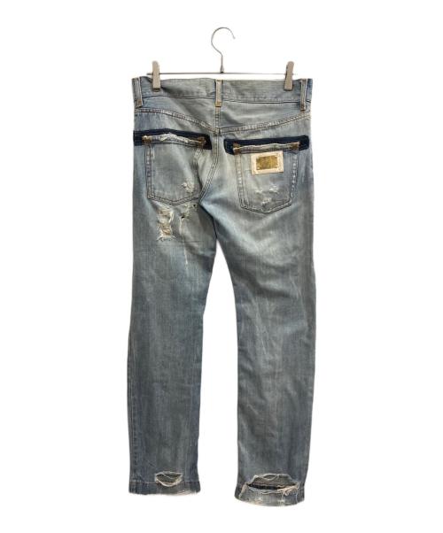 DOLCE & GABBANA（ドルチェ＆ガッバーナ）DOLCE & GABBANA (ドルチェ＆ガッバーナ) ダメージデニムパンツ ブルー サイズ:46の古着・服飾アイテム