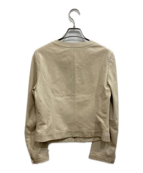 BALLSEY（ボールジィ）BALLSEY (ボールジィ) ラムレザー ジップアップブルゾン アイボリー サイズ:38の古着・服飾アイテム
