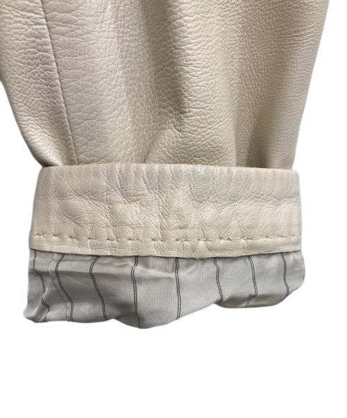 BALLSEY（ボールジィ）BALLSEY (ボールジィ) ラムレザー ジップアップブルゾン アイボリー サイズ:38の古着・服飾アイテム