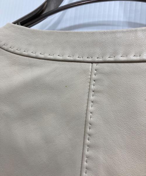 BALLSEY（ボールジィ）BALLSEY (ボールジィ) ラムレザー ジップアップブルゾン アイボリー サイズ:38の古着・服飾アイテム