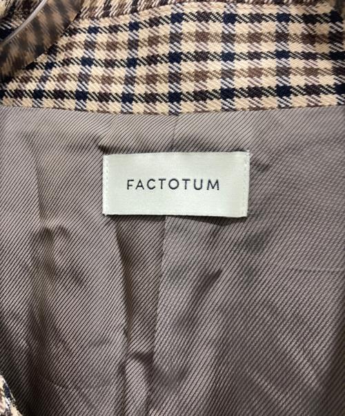 FACTOTUM（ファクトタム）FACTOTUM (ファクトタム) オーバーチェックステンカラーコート ベージュ サイズ:46の古着・服飾アイテム