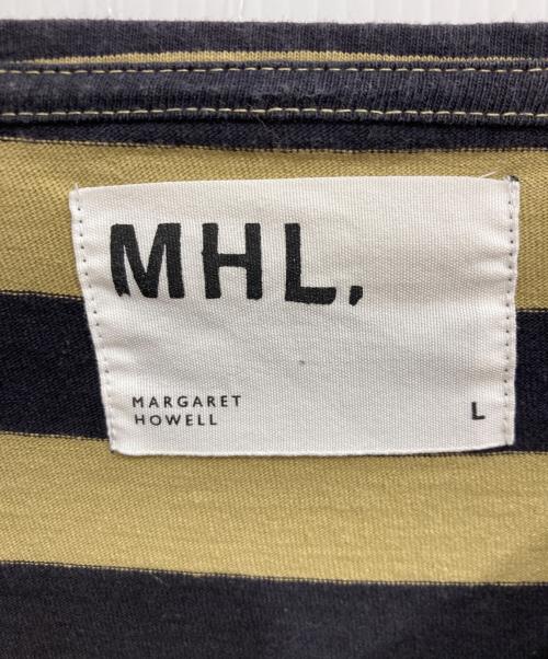 MHL（マーガレットハウエル）MHL (マーガレットハウエル) ボーダーTシャツ オリーブ×ブラック サイズ:Lの古着・服飾アイテム