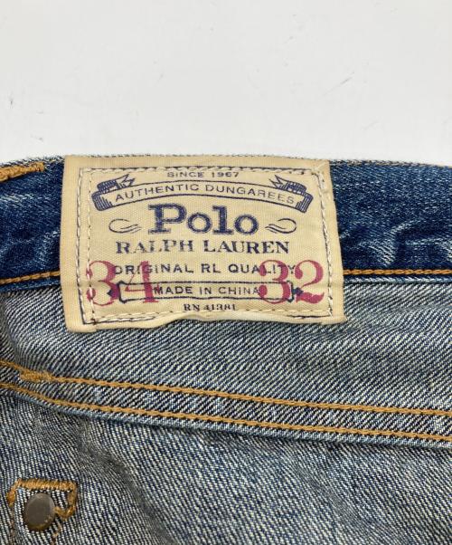 POLO RALPH LAUREN（ポロ・ラルフローレン）POLO RALPH LAUREN (ポロ・ラルフローレン) ペイント・ペンキ加工ボタンフライデニムパンツ インディゴ サイズ:W34×L32の古着・服飾アイテム