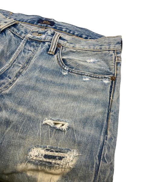 POLO RALPH LAUREN（ポロ・ラルフローレン）POLO RALPH LAUREN (ポロ・ラルフローレン) ダメージ加工ボタンフライデニムパンツ インディゴ サイズ:W34×L32の古着・服飾アイテム