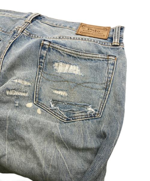 POLO RALPH LAUREN（ポロ・ラルフローレン）POLO RALPH LAUREN (ポロ・ラルフローレン) ダメージ加工ボタンフライデニムパンツ インディゴ サイズ:W34×L32の古着・服飾アイテム