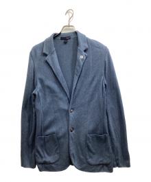 LARDINI（ラルディーニ）の古着「コットンミラノリブソリッドニットジャケット」｜ブルー