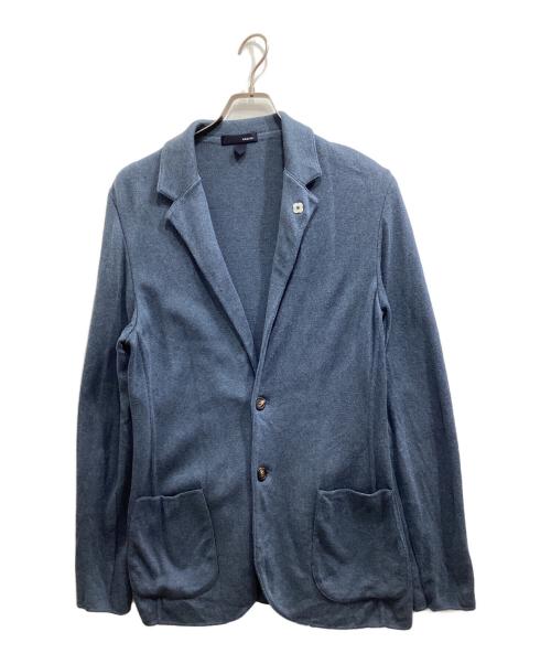 LARDINI（ラルディーニ）LARDINI (ラルディーニ) コットンミラノリブソリッドニットジャケット ブルー サイズ:Mの古着・服飾アイテム