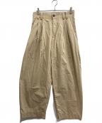 STUDIO NICHOLSONスタジオ ニコルソン）の古着「YALE POWER COTTON HAZELNUT/ダブルプリーツボリュームパンツ」｜ベージュ