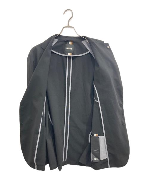 BOSS（ボス）BOSS (ボス) スリムフィットジャケット パフォーマンスストレッチ シアサッカー ブラック サイズ:46の古着・服飾アイテム