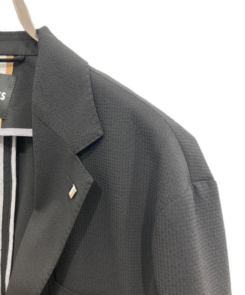 BOSS（ボス）BOSS (ボス) スリムフィットジャケット パフォーマンスストレッチ シアサッカー ブラック サイズ:46の古着・服飾アイテム