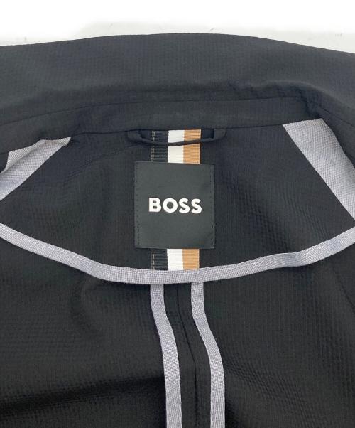 BOSS（ボス）BOSS (ボス) スリムフィットジャケット パフォーマンスストレッチ シアサッカー ブラック サイズ:46の古着・服飾アイテム