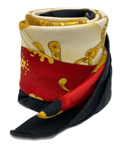 HERMES（エルメス）HERMES (エルメス) シルクスカーフ ブラック×レッドの古着・服飾アイテム