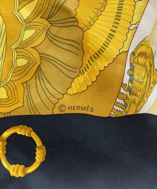 HERMES（エルメス）HERMES (エルメス) シルクスカーフ ブラック×レッドの古着・服飾アイテム