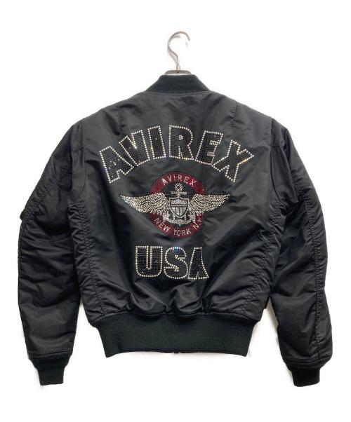 AVIREX（アヴィレックス）AVIREX (アヴィレックス) ラインストーンMA-1 ブラック サイズ:Ｍの古着・服飾アイテム