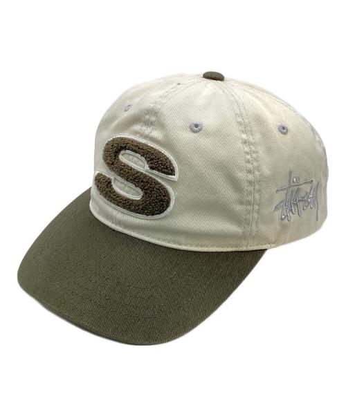 stussy（ステューシー）stussy (ステューシー) CHENILLE S LOW PRO CAP グリーン×ホワイトの古着・服飾アイテム