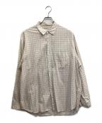 STEVEN ALANスティーブンアラン）の古着「C/S/L CHECK REGULAR COLLAR SHIRT -ALINE」｜ベージュ
