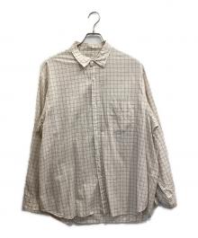 STEVEN ALAN（スティーブンアラン）の古着「C/S/L CHECK REGULAR COLLAR SHIRT -ALINE」｜ベージュ