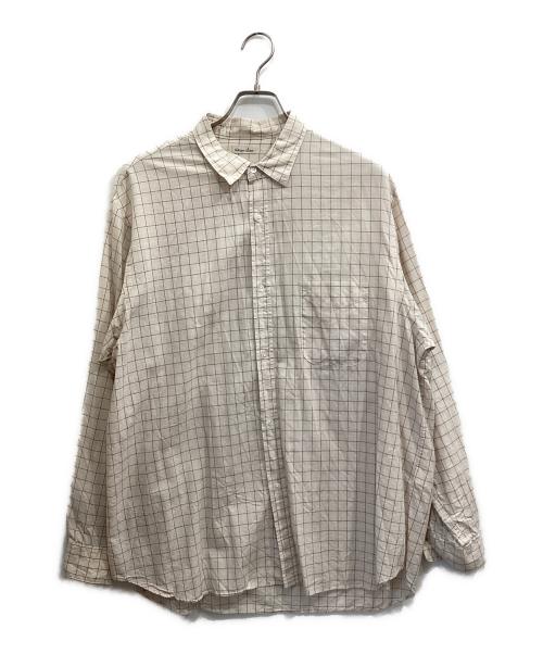 STEVEN ALAN（スティーブンアラン）STEVEN ALAN (スティーブンアラン) C/S/L CHECK REGULAR COLLAR SHIRT -ALINE ベージュ サイズ:XLの古着・服飾アイテム