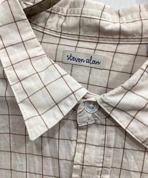 STEVEN ALAN（スティーブンアラン）STEVEN ALAN (スティーブンアラン) C/S/L CHECK REGULAR COLLAR SHIRT -ALINE ベージュ サイズ:XLの古着・服飾アイテム