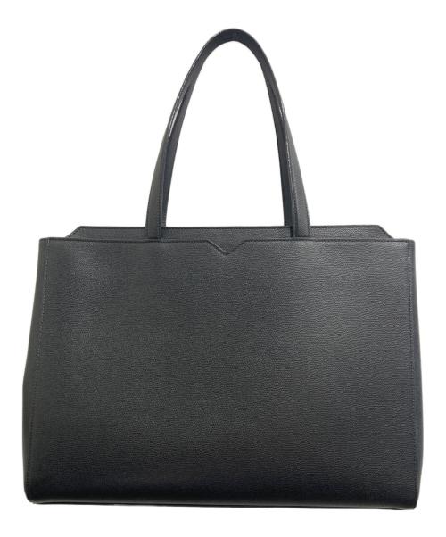 Valextra（ヴァレクストラ）Valextra (ヴァレクストラ) Vラインホリゾンタルショッピングバッグ/トートバッグ ブラックの古着・服飾アイテム
