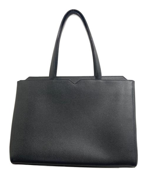 Valextra（ヴァレクストラ）Valextra (ヴァレクストラ) Vラインホリゾンタルショッピングバッグ/トートバッグ ブラックの古着・服飾アイテム
