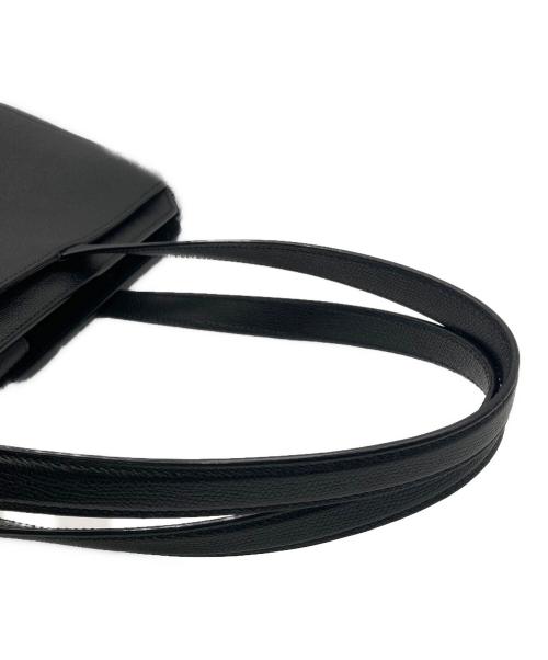 Valextra（ヴァレクストラ）Valextra (ヴァレクストラ) Vラインホリゾンタルショッピングバッグ/トートバッグ ブラックの古着・服飾アイテム