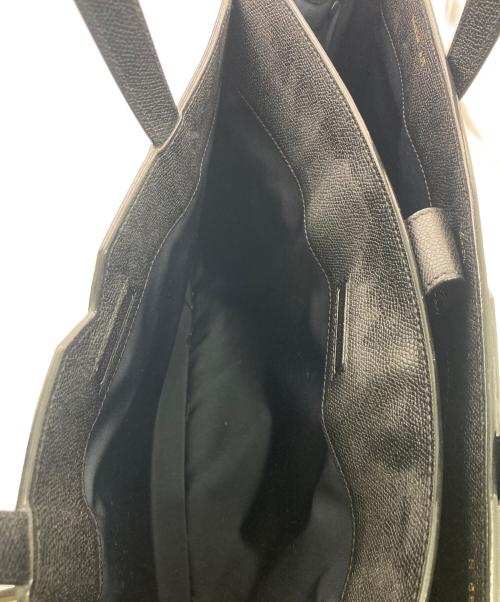 Valextra（ヴァレクストラ）Valextra (ヴァレクストラ) Vラインホリゾンタルショッピングバッグ/トートバッグ ブラックの古着・服飾アイテム