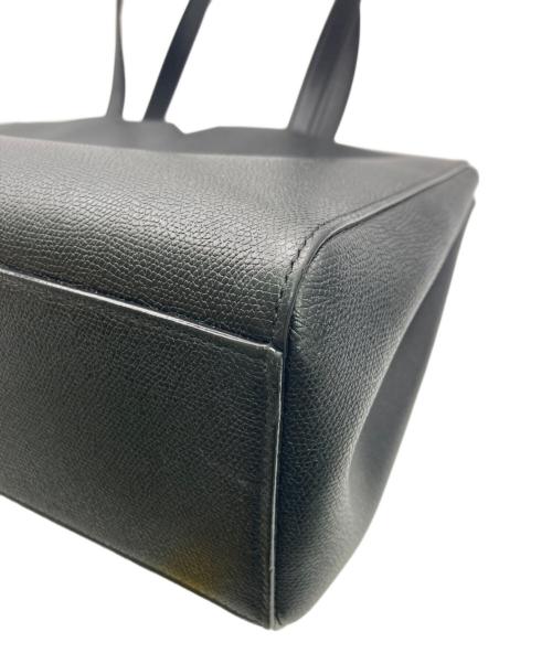 Valextra（ヴァレクストラ）Valextra (ヴァレクストラ) Vラインホリゾンタルショッピングバッグ/トートバッグ ブラックの古着・服飾アイテム