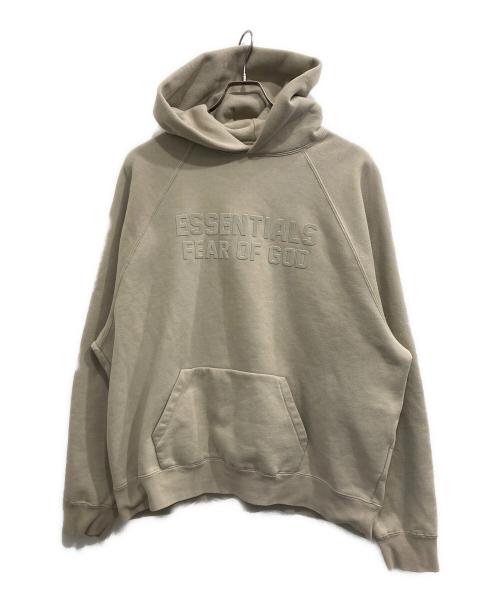 FOG ESSENTIALS（フィアオブゴッド エッセンシャル）FOG ESSENTIALS (フィアオブゴッド エッセンシャル) HOODIE ラバーロゴ プルオーバースウェットパーカー ベージュ サイズ:XLの古着・服飾アイテム