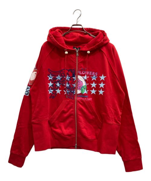 FAF（エフエーエフ）FAF (エフエーエフ) Printed Zip Up Hoodie/ダブルジップパーカー レッド サイズ:3 未使用品の古着・服飾アイテム