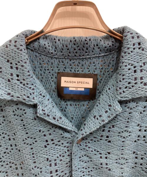 MAISON SPECIAL（メゾンスペシャル）MAISON SPECIAL (メゾンスペシャル) Crochet Like Mesh Prime-Over Short Sleeve Shirt ブルー サイズ:02の古着・服飾アイテム