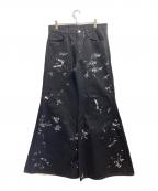 SHINYA KOZUKAシンヤコズカ）の古着「PAINTED ORDINARY CITY MASSIVE FLAIRデニムパンツ」｜ブラック