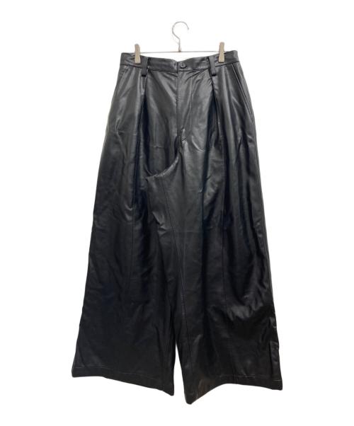 MAISON SPECIAL（メゾンスペシャル）MAISON SPECIAL (メゾンスペシャル) Artificial Leather Pin-Tuck Wide Pants ブラック サイズ:2の古着・服飾アイテム