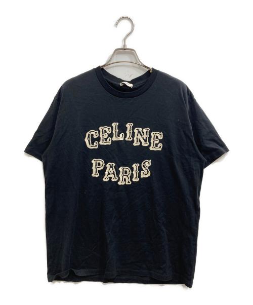 CELINE（セリーヌ）CELINE (セリーヌ) ラインストーンロゴルーズフィットカットソー ブラック サイズ:Ｌの古着・服飾アイテム
