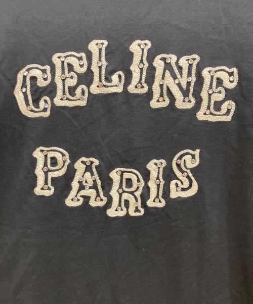 CELINE（セリーヌ）CELINE (セリーヌ) ラインストーンロゴルーズフィットカットソー ブラック サイズ:Ｌの古着・服飾アイテム