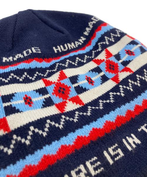 HUMAN MADE（ヒューマンメイド）HUMAN MADE (ヒューマンメイド) Jacquard Beanie ネイビーの古着・服飾アイテム