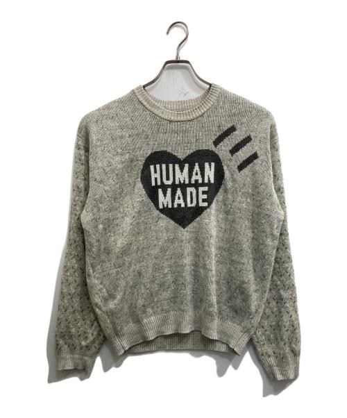 HUMAN MADE（ヒューマンメイド）HUMAN MADE (ヒューマンメイド) HEART KNIT SWEATER グレー サイズ:Mの古着・服飾アイテム
