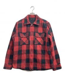 MINEDENIM（マインデニム）の古着「Denim Quilt Liner Flannel Shirts/デニム　キルトライナー　フランネルシャツ」｜レッド