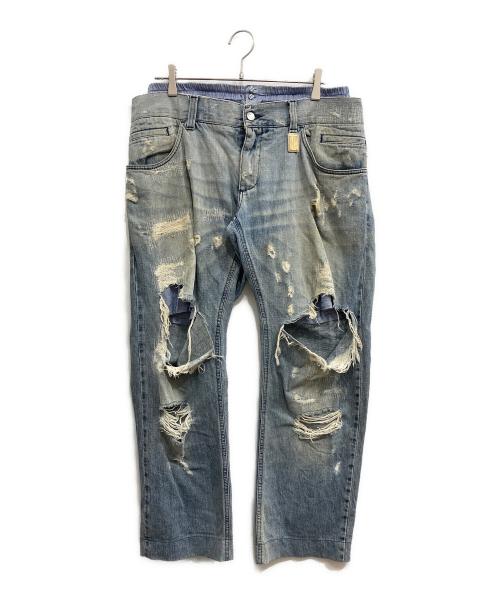 DOLCE & GABBANA（ドルチェ＆ガッバーナ）DOLCE & GABBANA (ドルチェ＆ガッバーナ) トランクスレイヤードデニムパンツ インディゴ サイズ:52の古着・服飾アイテム