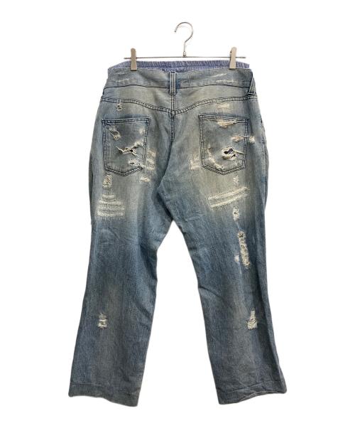 DOLCE & GABBANA（ドルチェ＆ガッバーナ）DOLCE & GABBANA (ドルチェ＆ガッバーナ) トランクスレイヤードデニムパンツ インディゴ サイズ:52の古着・服飾アイテム