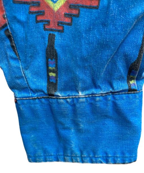 Wrangler（ラングラー）Wrangler (ラングラー) ネイティブ柄ウエスタンシャツ ブルー サイズ:17-36の古着・服飾アイテム
